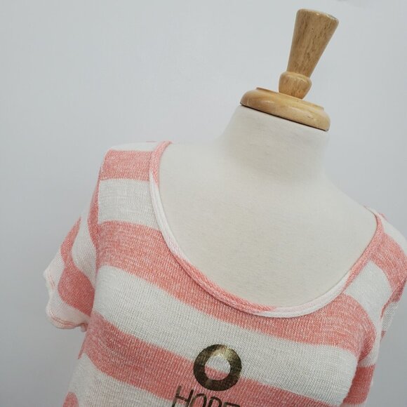 Maurices 1X 14/16 Plus Pink White Striped Nautical Anchor Graphic Tee Stretch - Picture 6 of 16